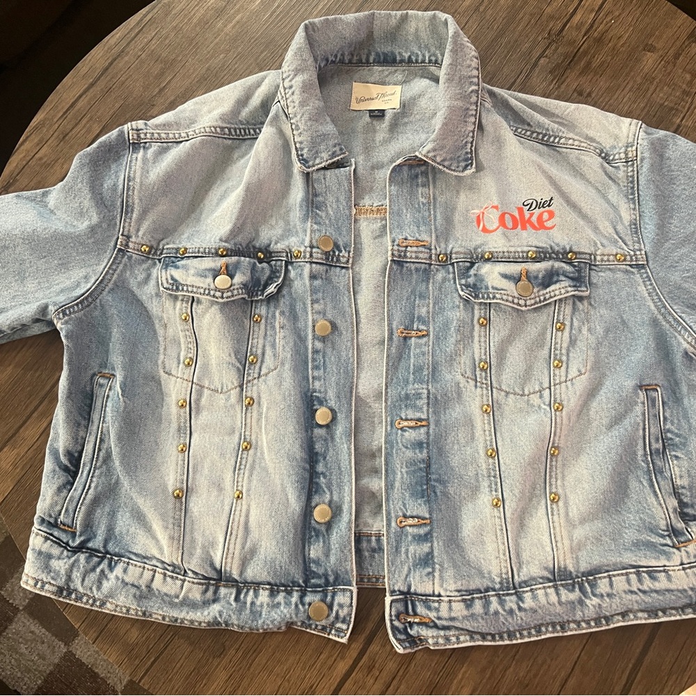 Diet Coke Upcycled Women’s Jean Jacket with Embellishments Medium